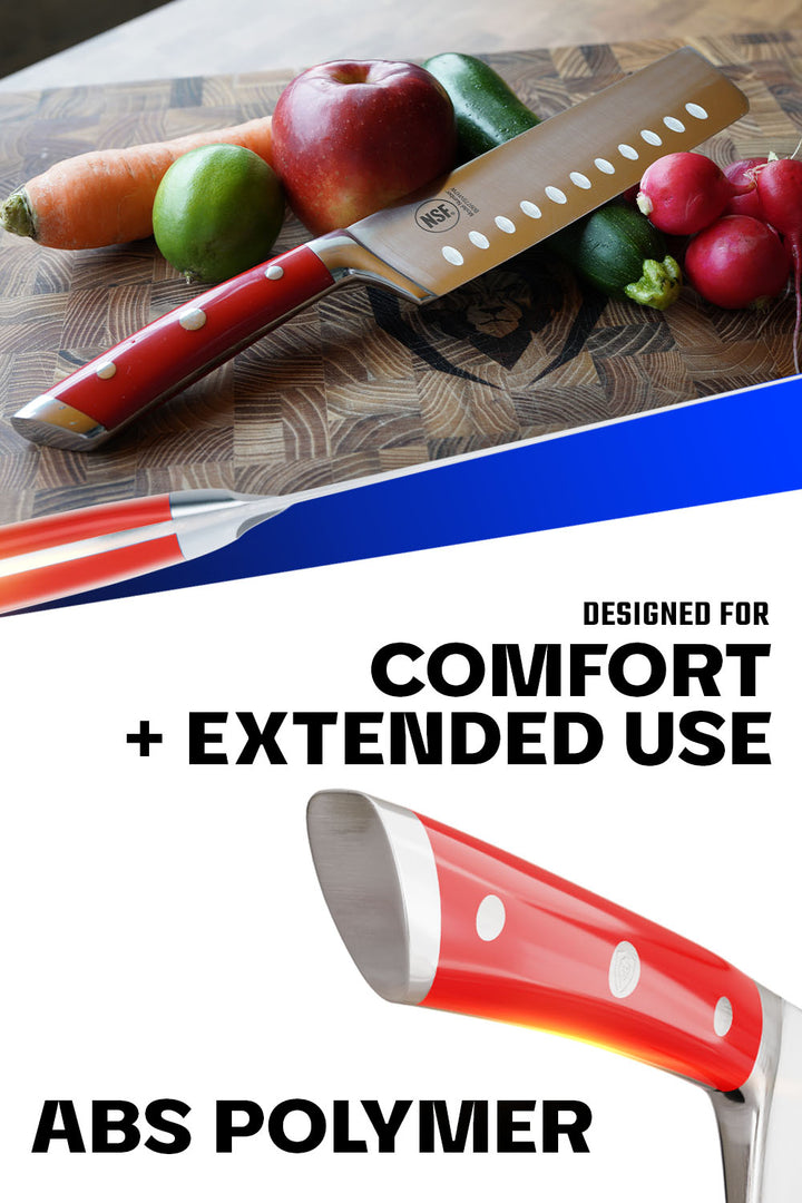Nakiri Vegetable Knife 7" | Crimson Red ABS Handle | Gladiator Series | NSF Certified | Dalstrong ©