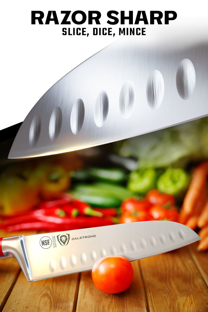 Santoku Knife 7" | Crimson Red ABS Handle | Gladiator Series | NSF Certified | Dalstrong ©