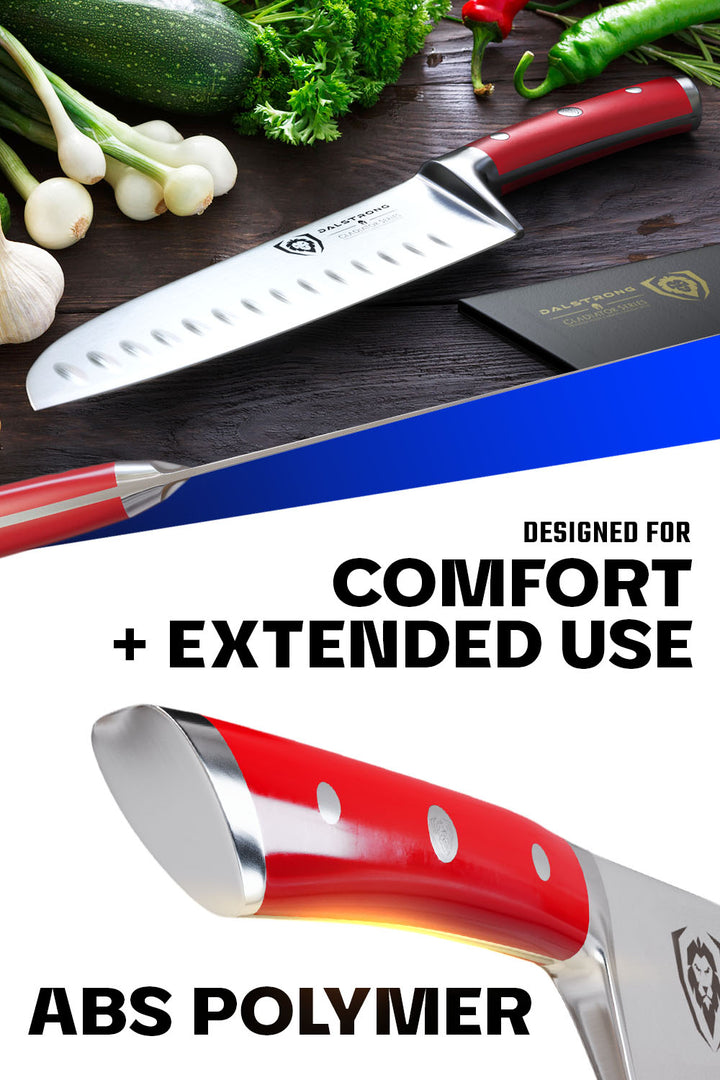 Santoku Knife 7" | Crimson Red ABS Handle | Gladiator Series | NSF Certified | Dalstrong ©