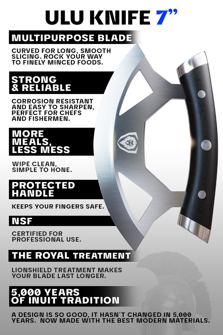 Ulu Rocking Knife 7" | Gladiator Series | NSF Certified | Dalstrong ©