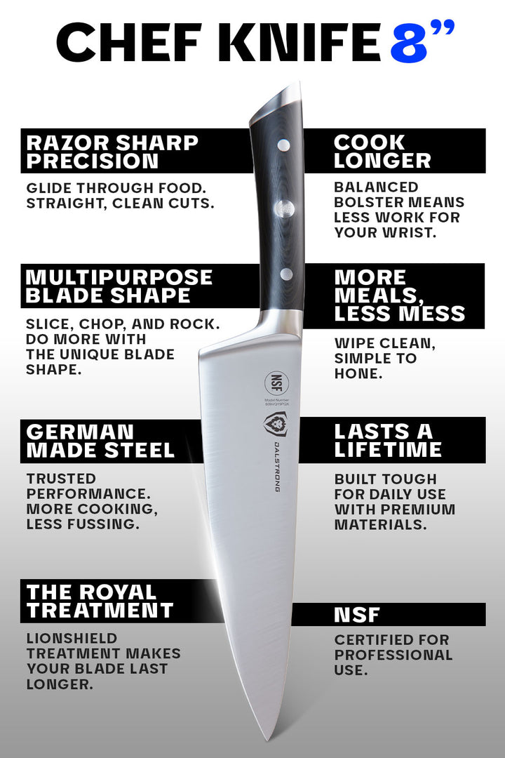 Chef's Knife 8" | Gladiator Series | NSF Certified | Dalstrong ©