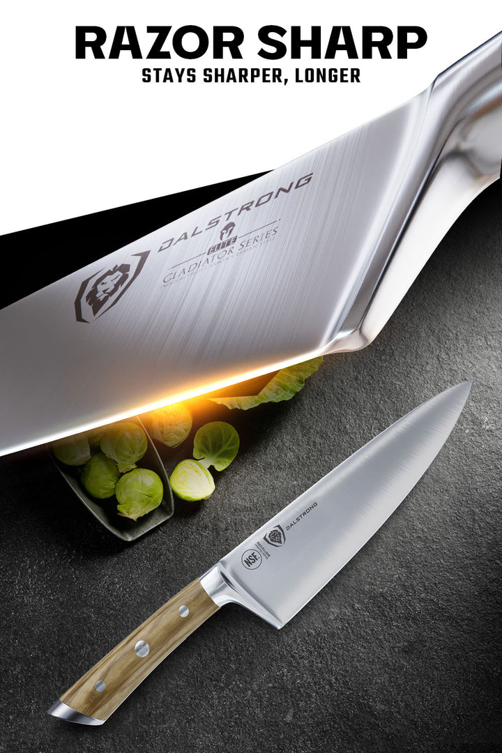 Chef Knife 8" | Olive Wood Handle | Gladiator Series | Dalstrong ©