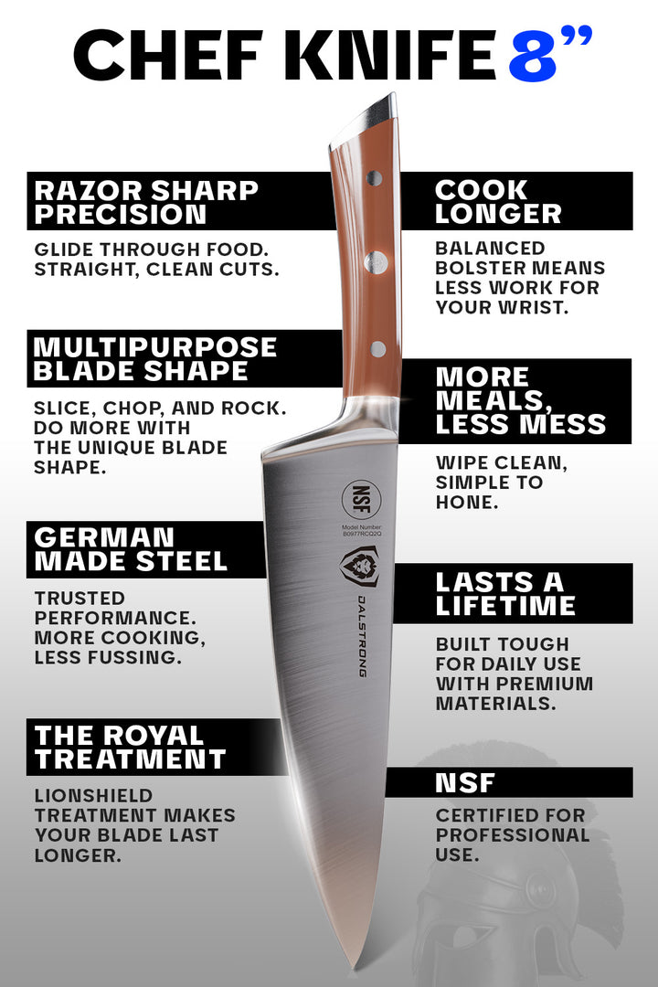Chef Knife 8" | Orange ABS Handle | Gladiator Series | NSF Certified | Dalstrong ©
