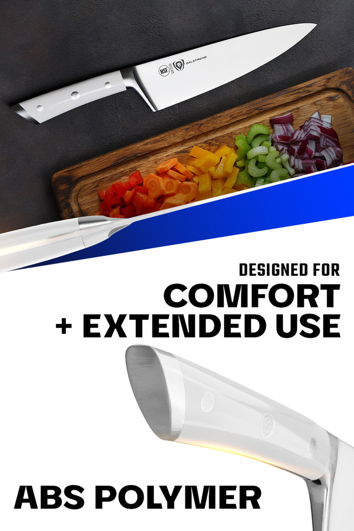 Chef's Knife 8" | Glacial White Handle | Gladiator Series | NSF Certified | Dalstrong ©
