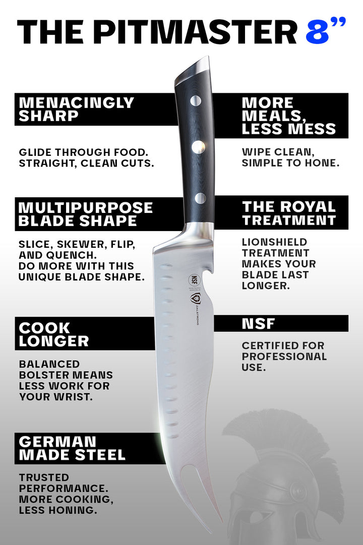 BBQ & Pitmaster Meat Knife 8" with Forked Tip & Bottle Opener | Gladiator Series | NSF Certified | Dalstrong ©