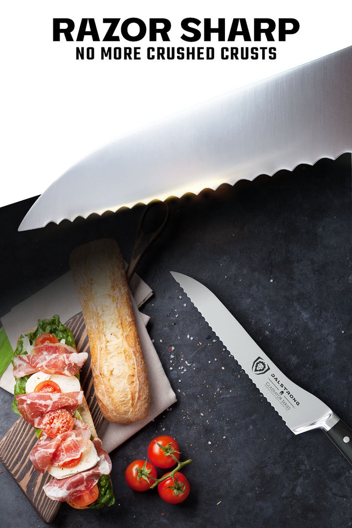 Serrated Offset Bread & Deli Knife 8" | Gladiator Series | NSF Certified | Dalstrong ©