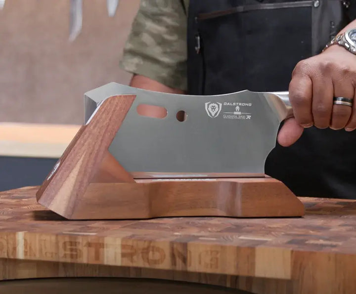 Meat Prep Bundle | 9" Obliterator Meat Cleaver with Stand + 8" Chef & Cleaver Hybrid Crixus Knife