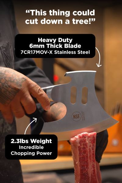 Meat Prep Bundle | Gladiator Series 9" Obliterator Meat Cleaver with Stand + 8" Meat Chopper with Stand