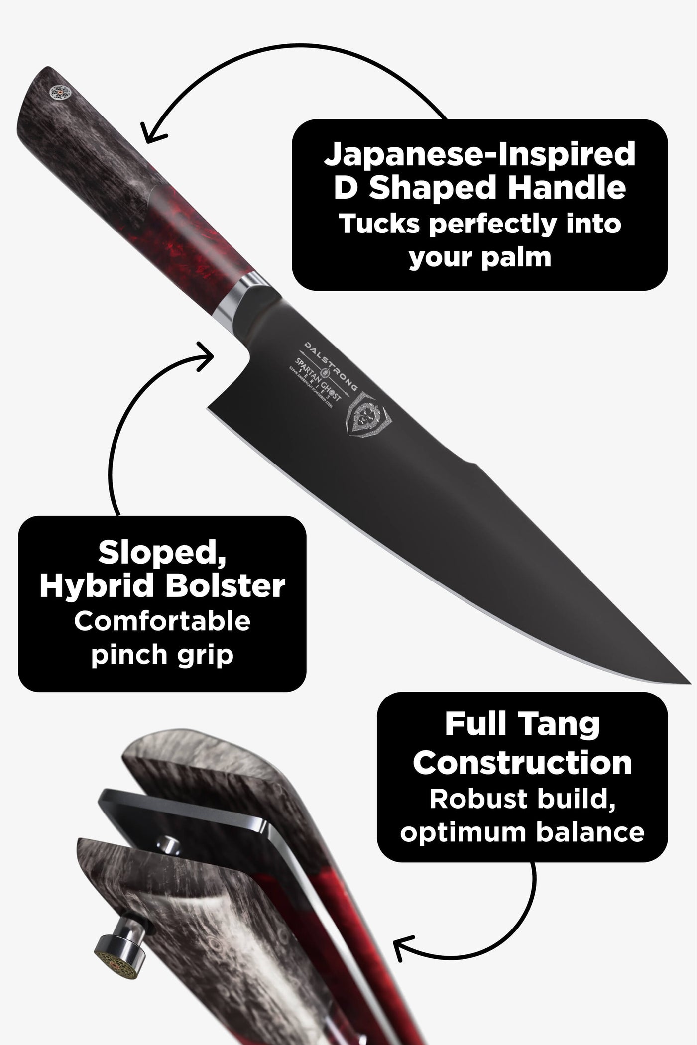 Professional Starter Kit | Spartan Ghost Series 9.5" Chef Knife + 4" Paring Knife + Premium Whetstone Kit