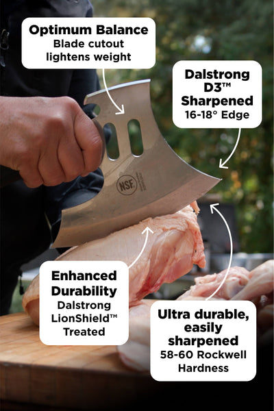 Meat Prep Bundle | Gladiator Series 9" Obliterator Meat Cleaver with Stand + 8" Meat Chopper with Stand