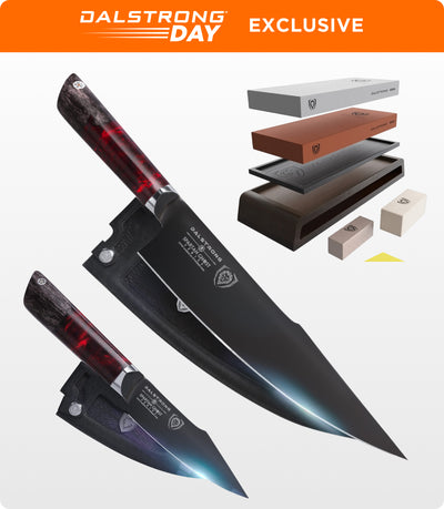 Professional Starter Kit | Spartan Ghost Series 9.5" Chef Knife + 4" Paring Knife + Premium Whetstone Kit