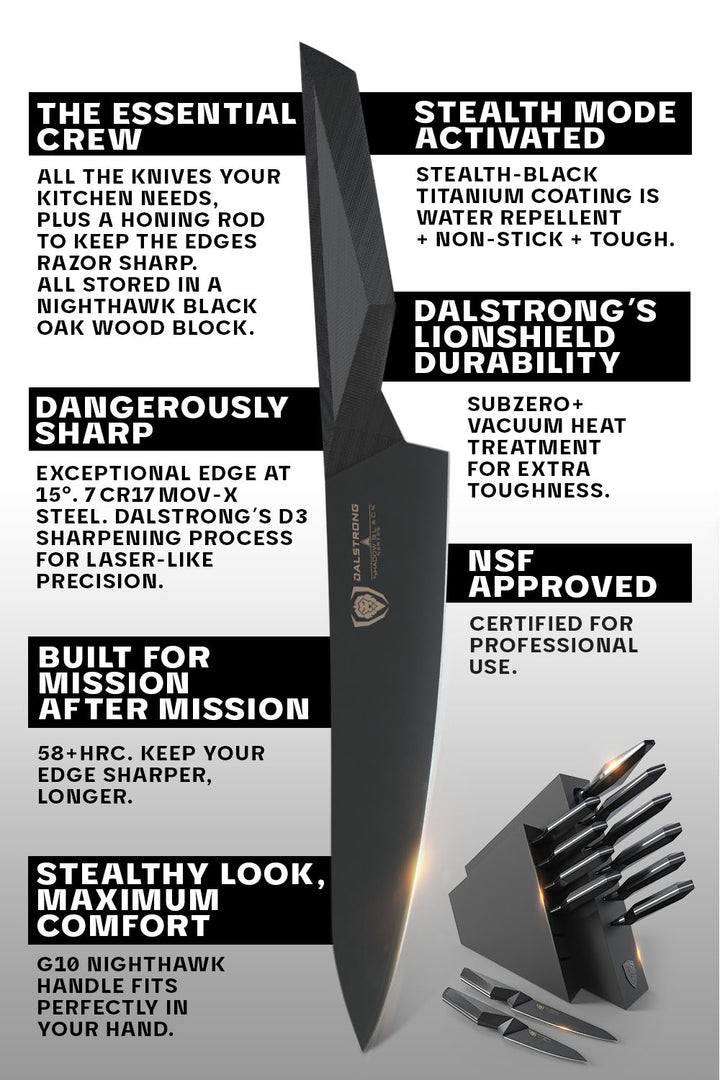 12 Piece Knife Block Set | Shadow Black Series | NSF Certified | Dalstrong ©