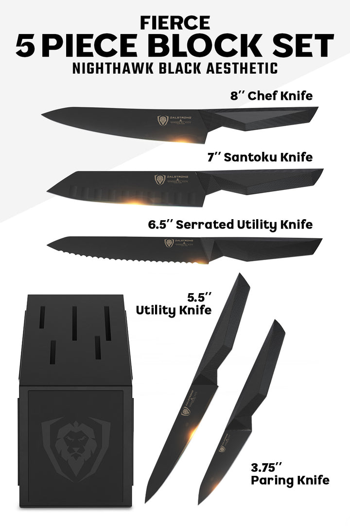5 Piece Block Set | NSF Certified | Shadow Black Series | Dalstrong ©