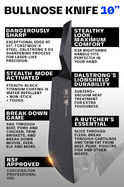 Bull Nose Butcher Knife 10" | Shadow Black Series | NSF Certified | Dalstrong ©