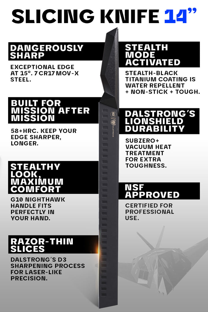 Slicing & Carving Knife 14" | Shadow Black Series | NSF Certified | Dalstrong ©