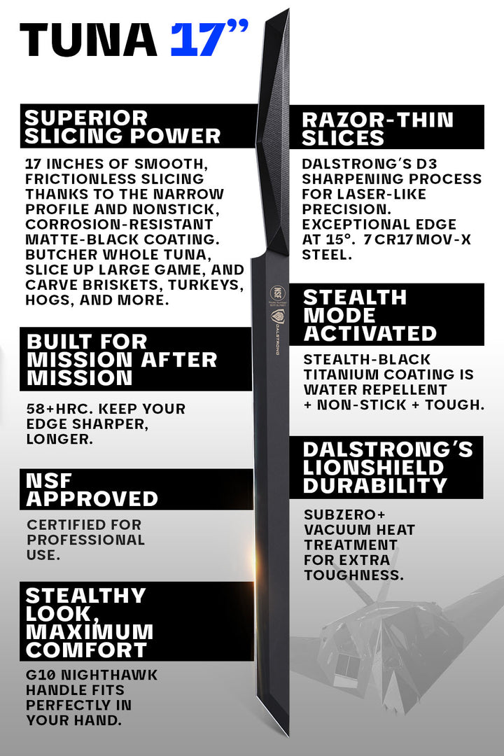 Tuna Slicing Knife 17" | Shadow Black Series | NSF Certified | Dalstrong ©