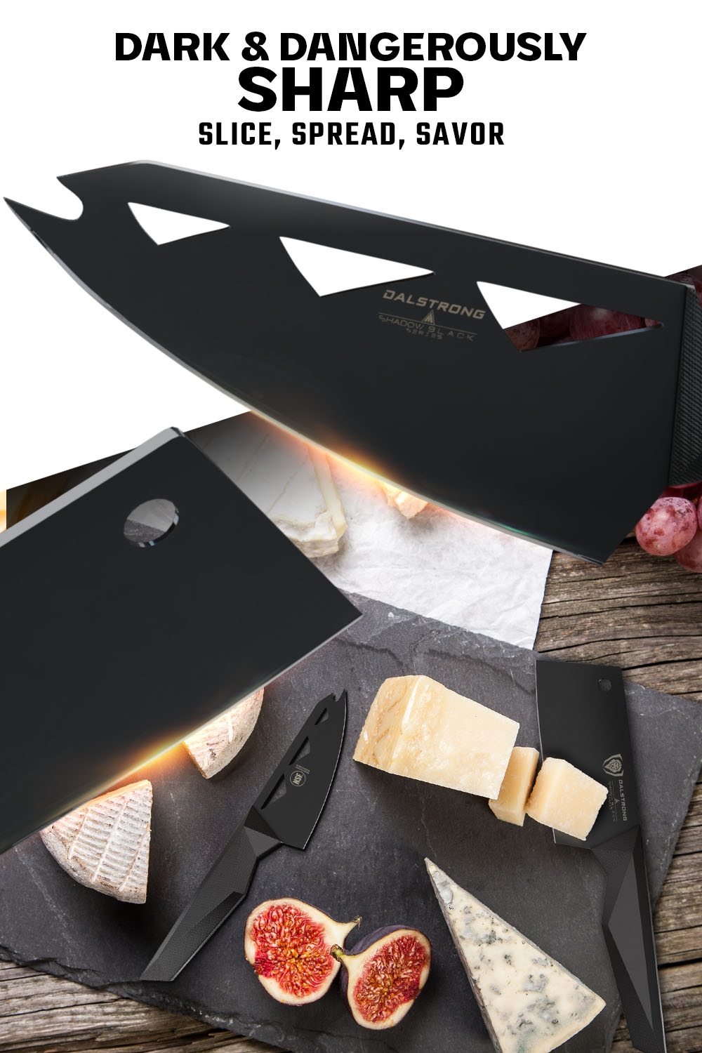 4-Piece Cheese Knife Set | Shadow Black Series | NSF Certified | Dalstrong ©