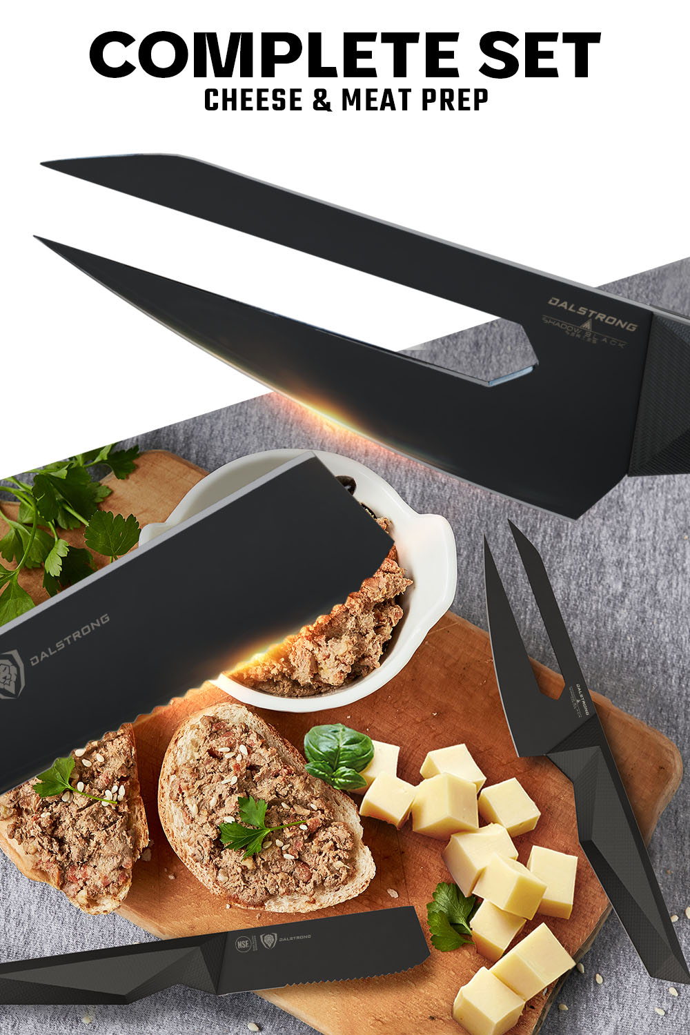 4-Piece Cheese Knife Set | Shadow Black Series | NSF Certified | Dalstrong ©