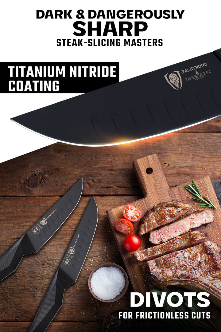 4-Piece Steak Knife Set | Shadow Black Series | NSF Certified | Dalstrong ©