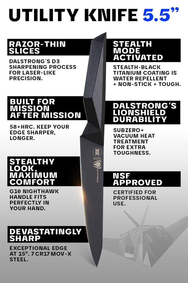 Utility Knife 5.5" | Shadow Black Series | NSF Certified | Dalstrong ©