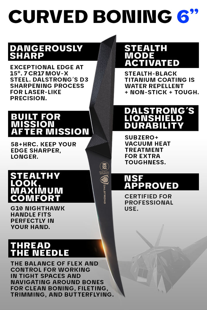 Curved Boning Knife 6" | Shadow Black Series | NSF Certified | Dalstrong ©