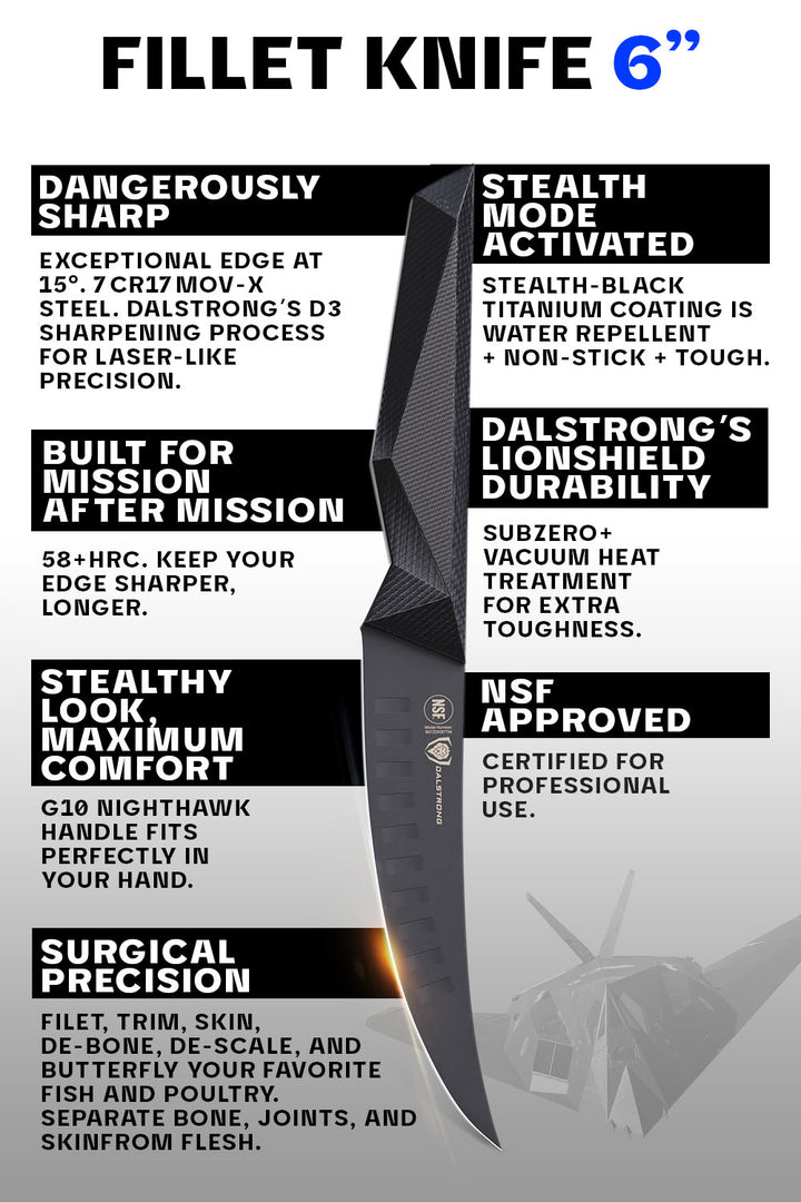 Fillet Knife 6" | Shadow Black Series | NSF Certified | Dalstrong ©