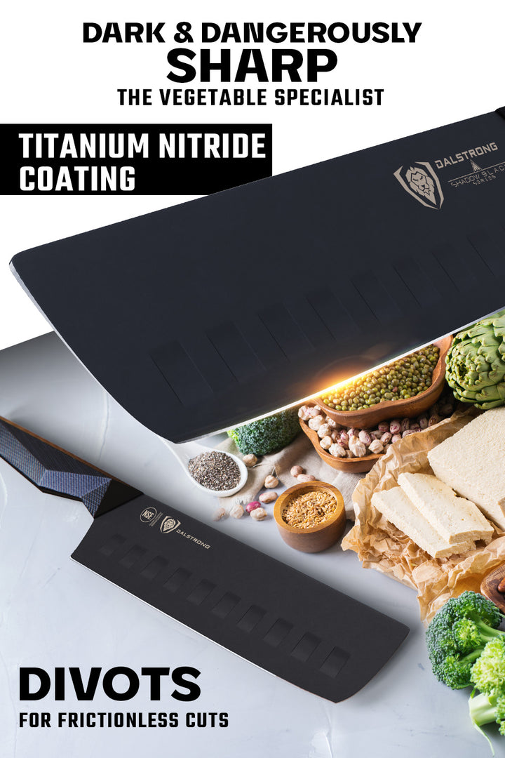 Nakiri Vegetable Knife 7" | Shadow Black Series | NSF Certified | Dalstrong ©