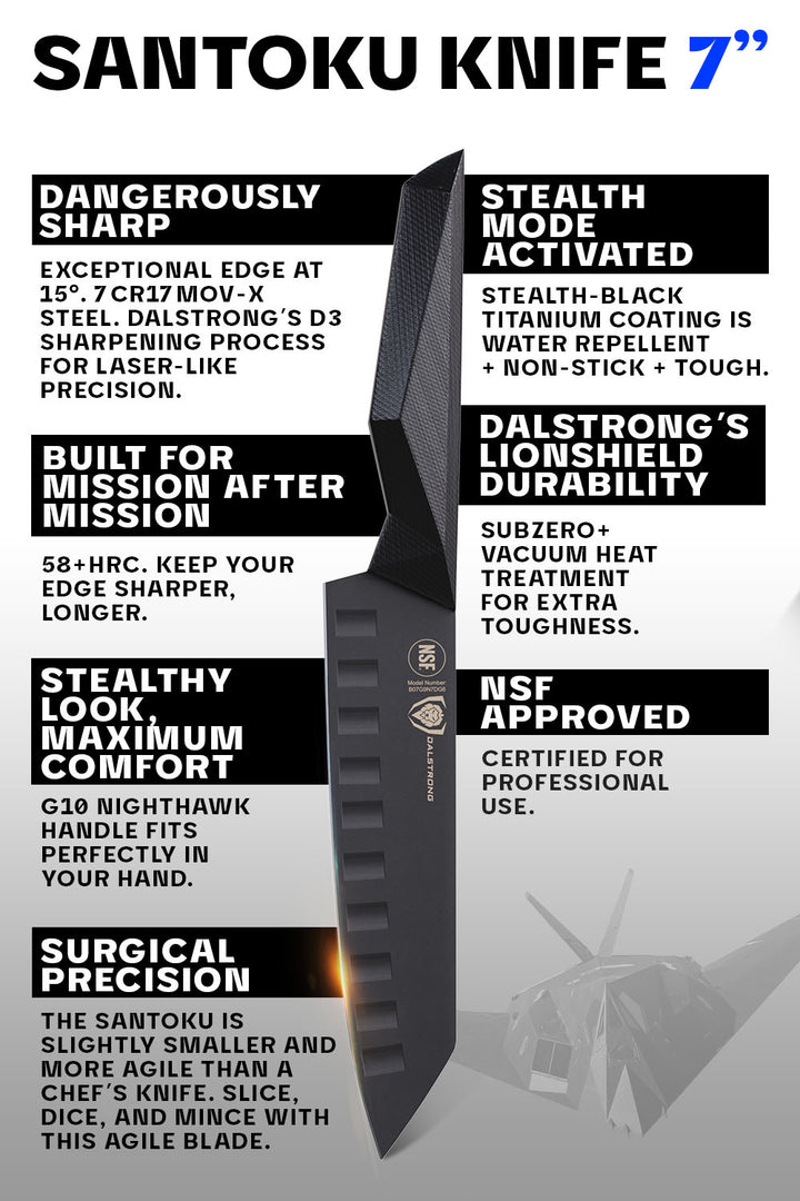 Santoku Knife 7" | NSF Certified | Shadow Black Series | Dalstrong ©