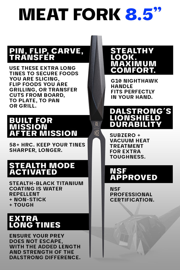 Meat Fork 8.5" | Shadow Black Series | NSF Certified | Dalstrong ©