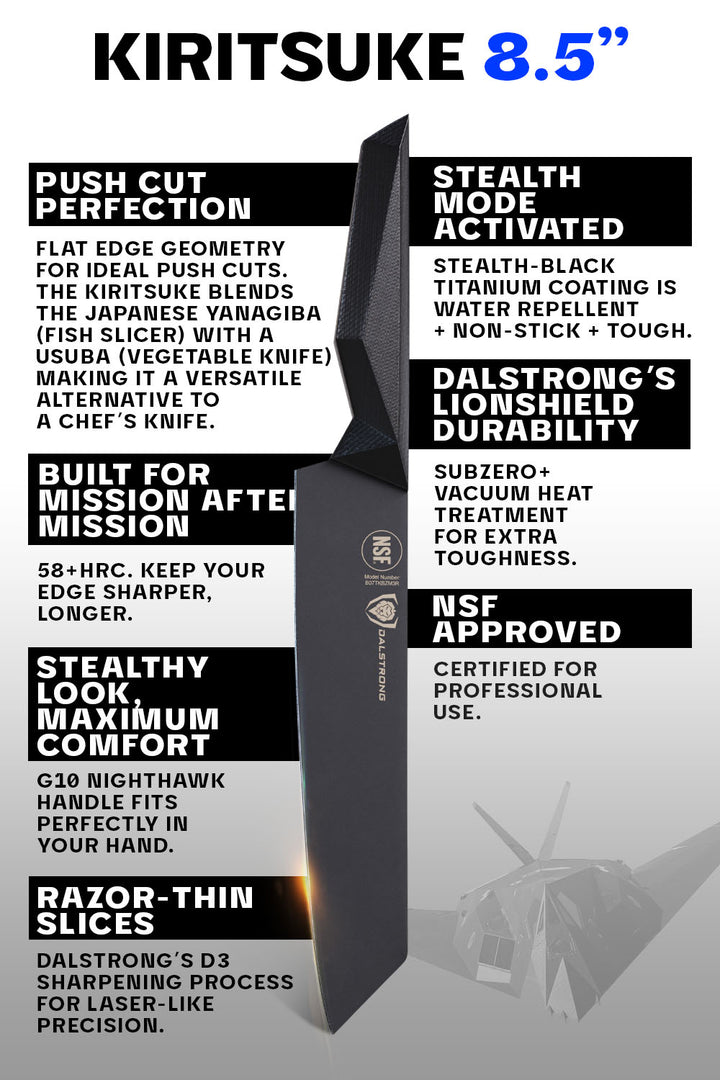 Kiritsuke Chef's Knife 8.5" | Shadow Black Series | NSF Certified | Dalstrong ©
