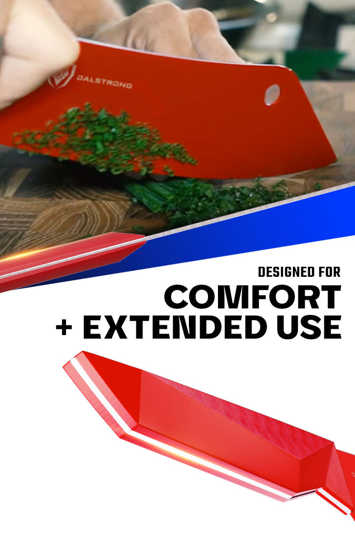 Chef & Cleaver Hybrid Knife 8" | The Crixus | Shadow Black Series | RED Edition | Dalstrong ©