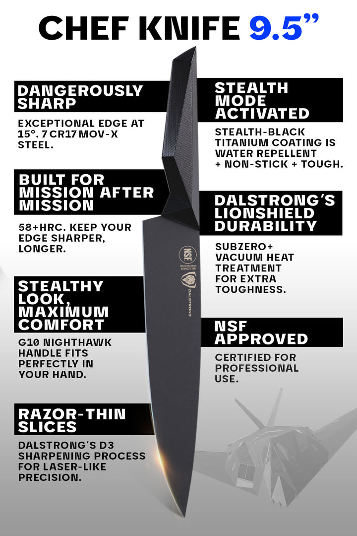 Chef's Knife 9.5" | Shadow Black Series | NSF Certified | Dalstrong ©