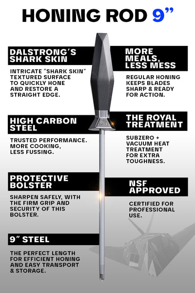 Honing Steel 9" | Shadow Black Series | NSF Certified | Dalstrong ©