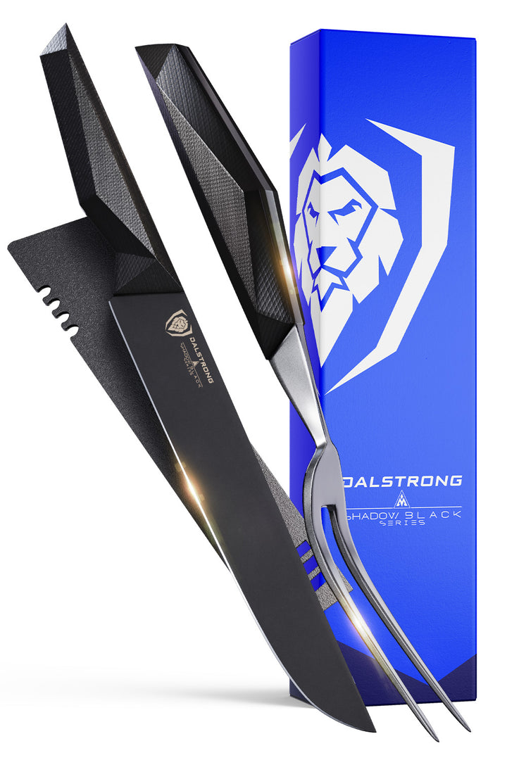 Carving Knife & Fork Set 9" | Shadow Black Series | NSF Certified | Dalstrong ©