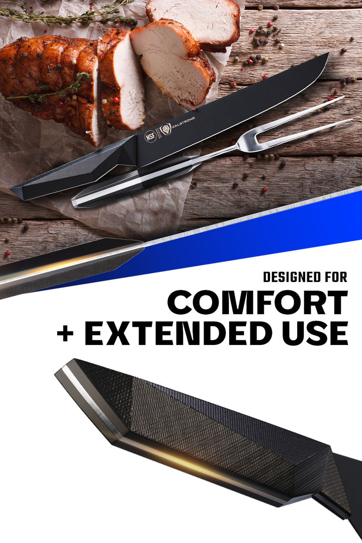 Carving Knife & Fork Set 9" | Shadow Black Series | NSF Certified | Dalstrong ©