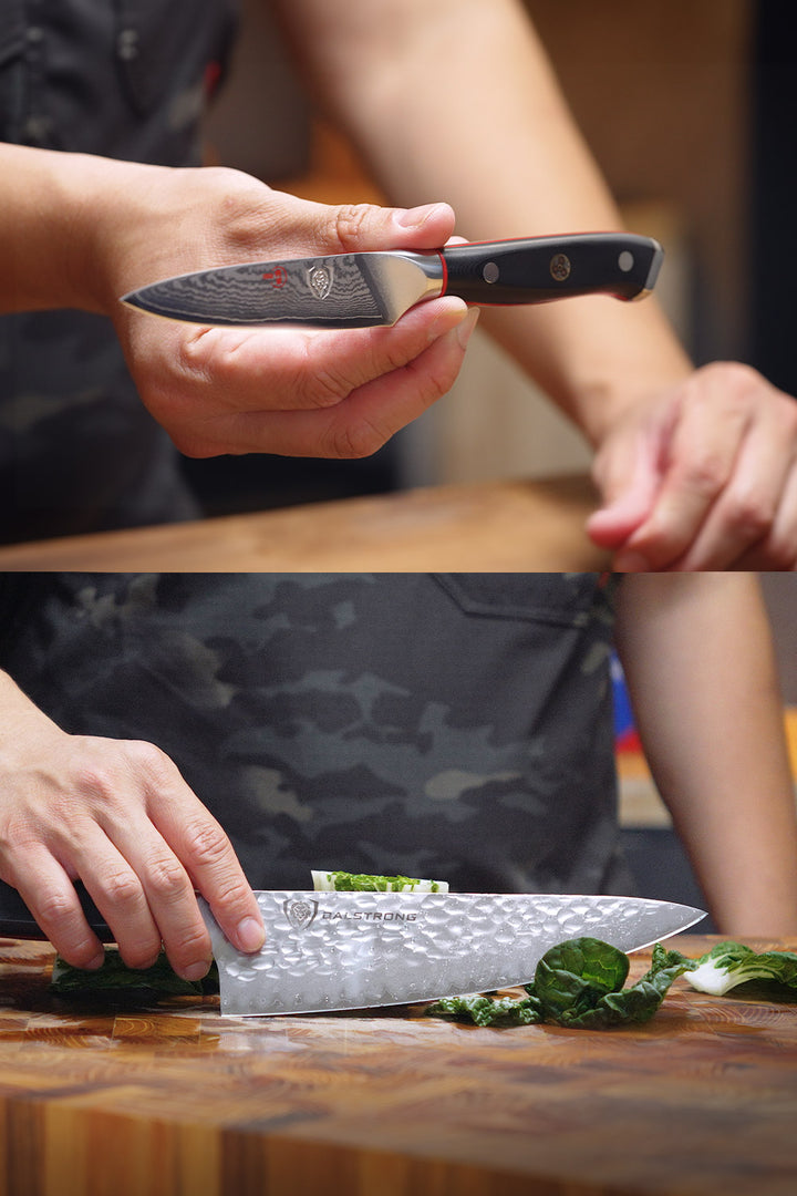 Home Chef Starter Bundle |  Shogun Series 8" Chef's Knife + 3.75" Paring Knife + Dalstrong Premium Kitchen Scissors