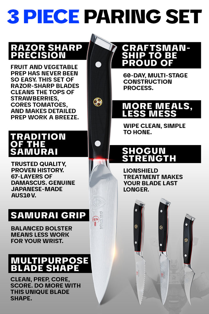 3 Piece Paring Knife Set | Shogun Series Elite | Dalstrong ©