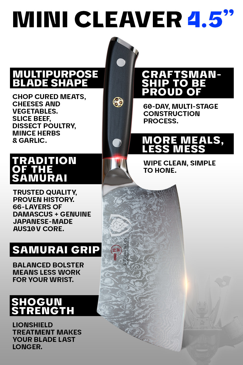 Mini Cleaver Knife 4.5" | Shogun Series ELITE | Dalstrong ©