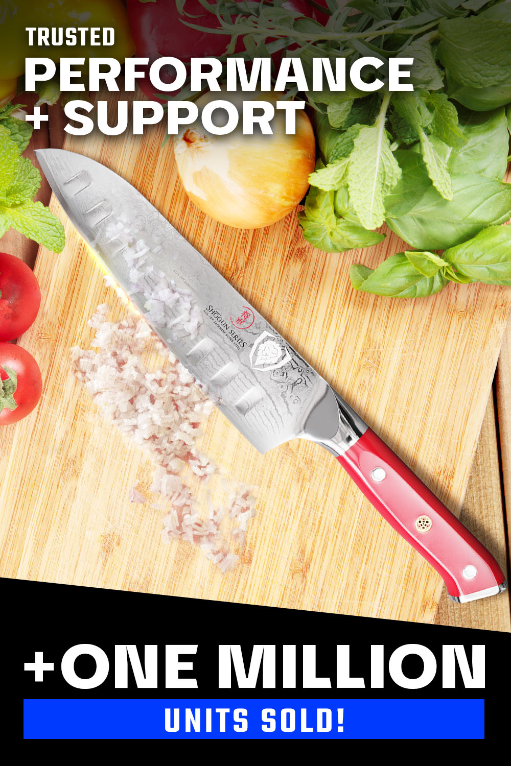 Santoku Knife 7" | Crimson Red ABS Handle | Shogun Series | Dalstrong ©