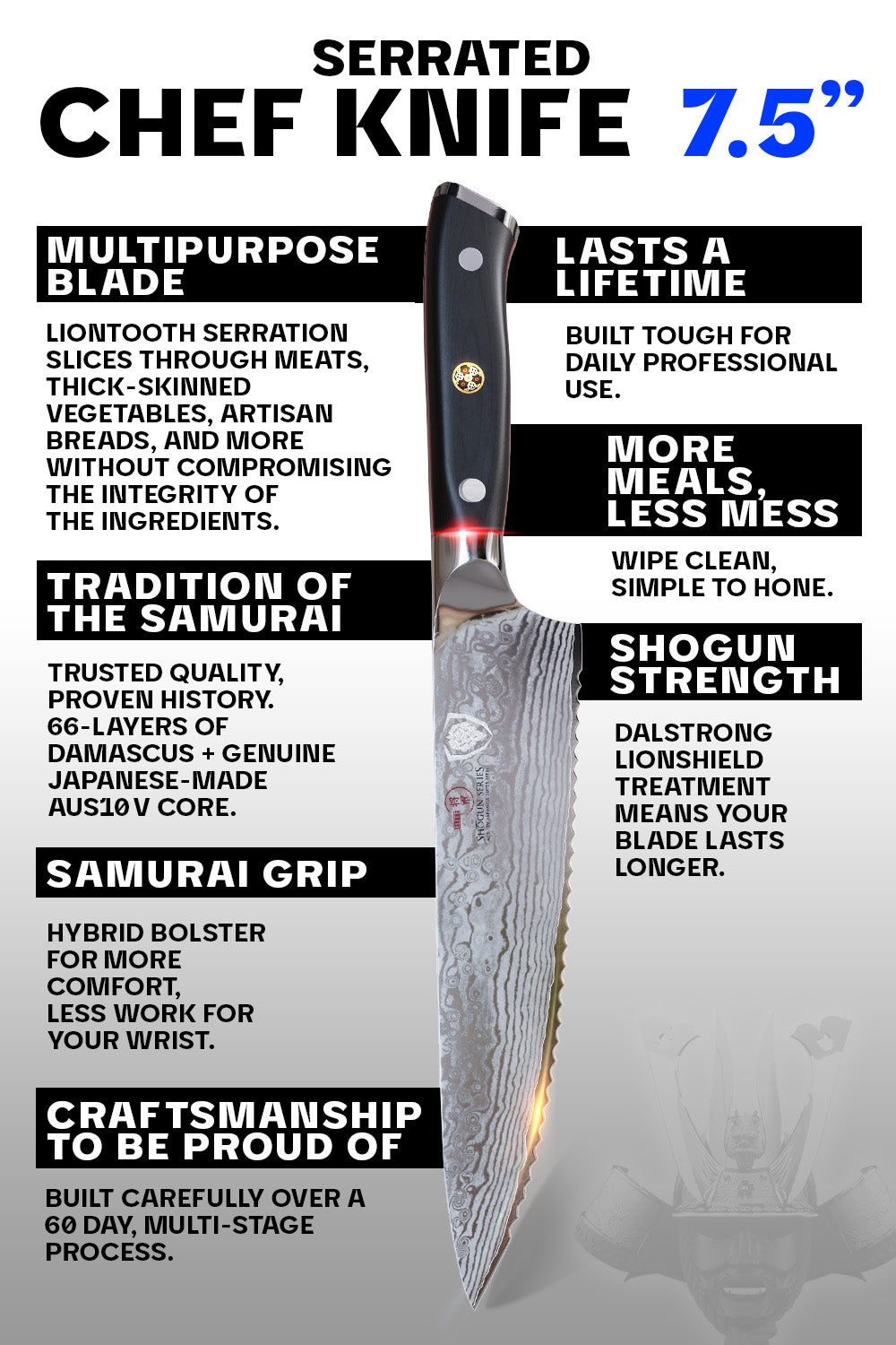 Serrated Chef's Knife 7.5" | Shogun Series ELITE | Dalstrong ©