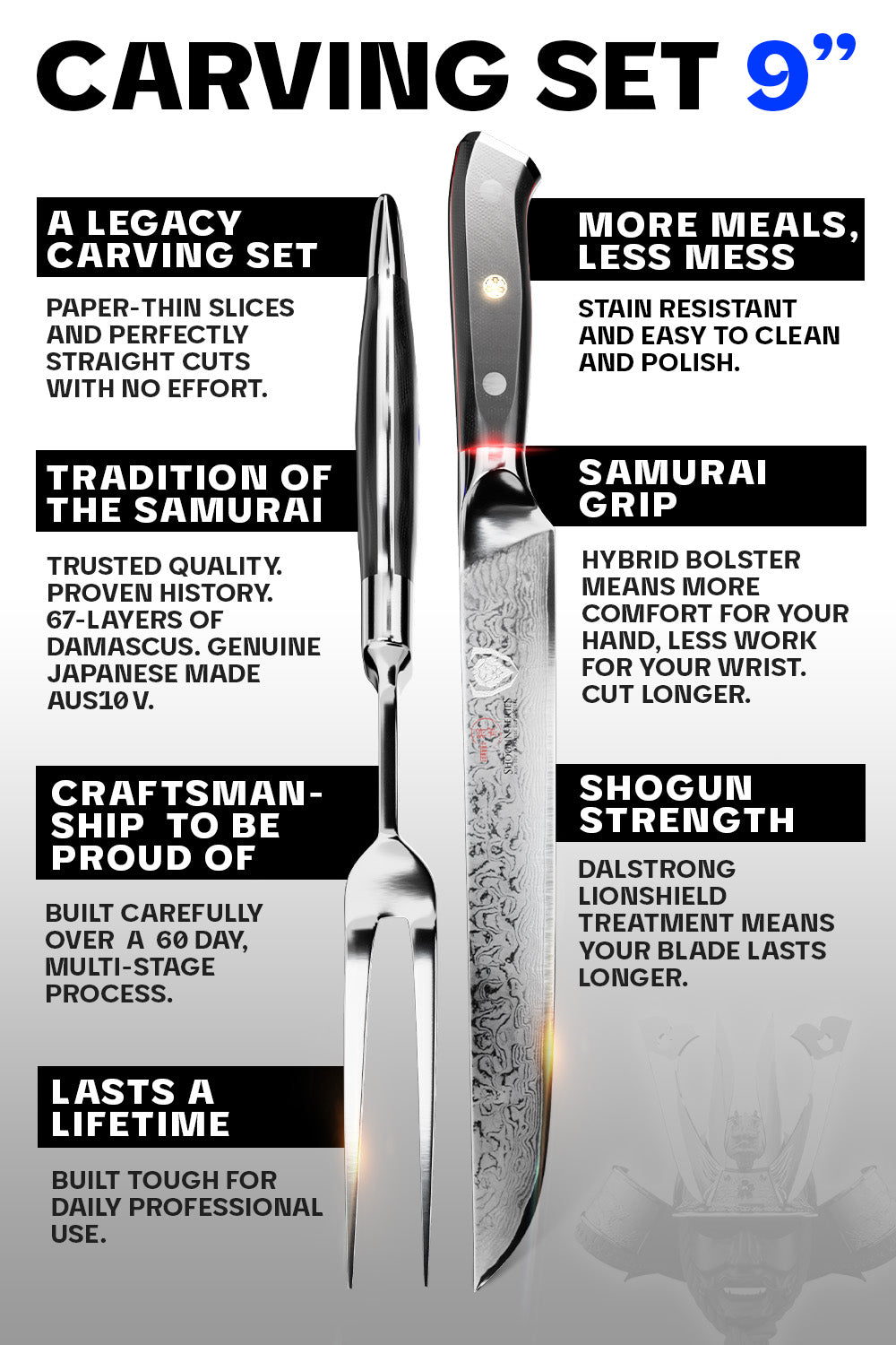 Carving Knife & Fork Set 9" | Shogun Series ELITE | Dalstrong ©