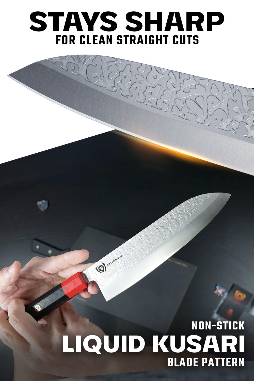Santoku Knife 7" | Double Bevel | Black Acacia Wood Sheath | Ronin Series | Dalstrong ©