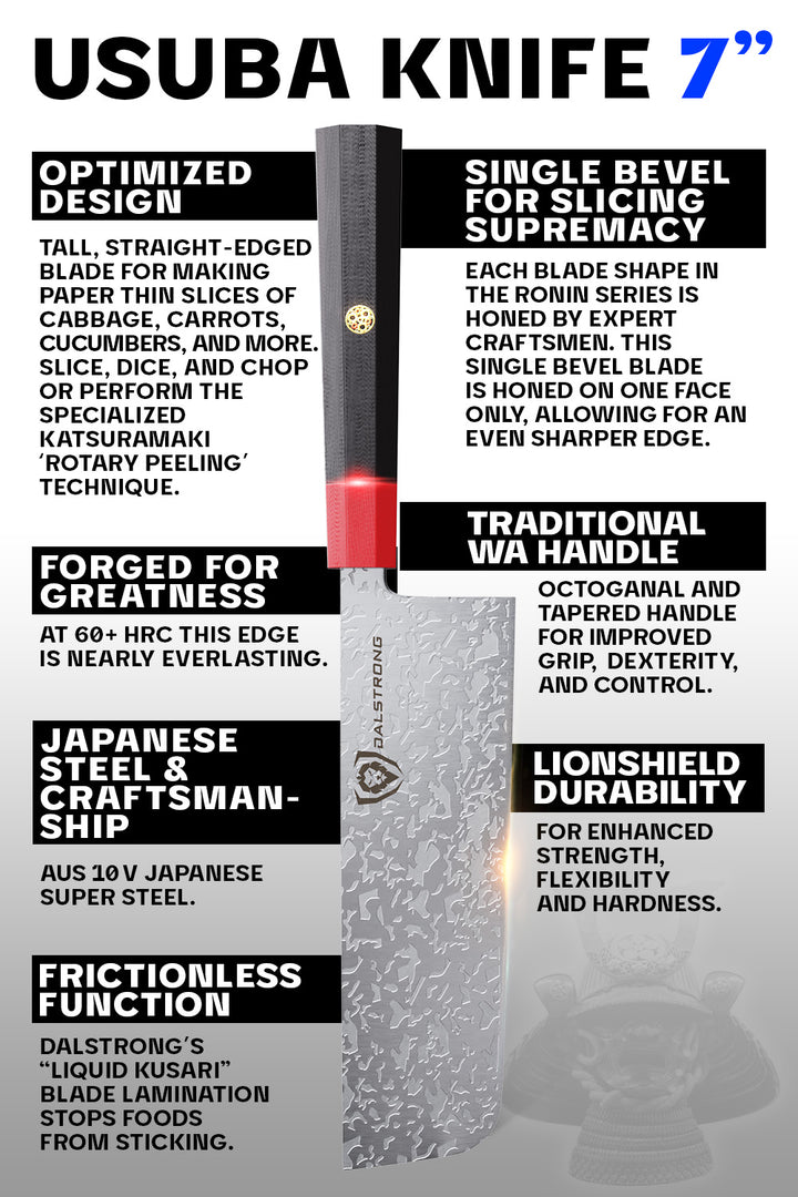 Usuba Knife 7" | Single Bevel | Ronin Series | Dalstrong ©