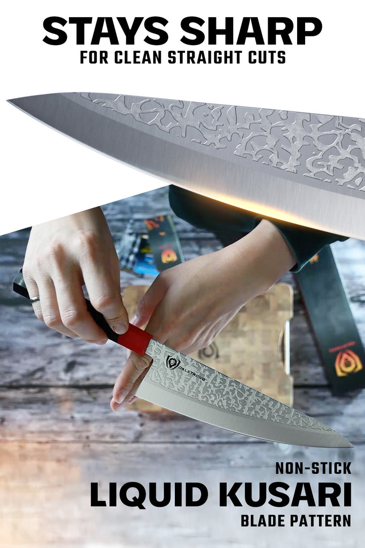 Chef Knife 8" | Double Bevel | Black Acacia Wood Sheath | Ronin Series | Dalstrong ©
