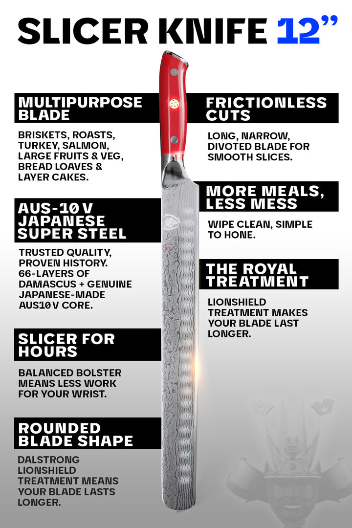 Slicing Carving Knife 12" | Crimson Red ABS Handle | Shogun Series | Dalstrong ©