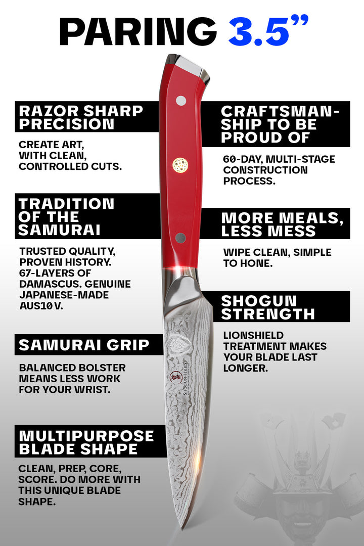 Paring Knife 3.5" | Crimson Red ABS Handle | Shogun Series | Dalstrong ©