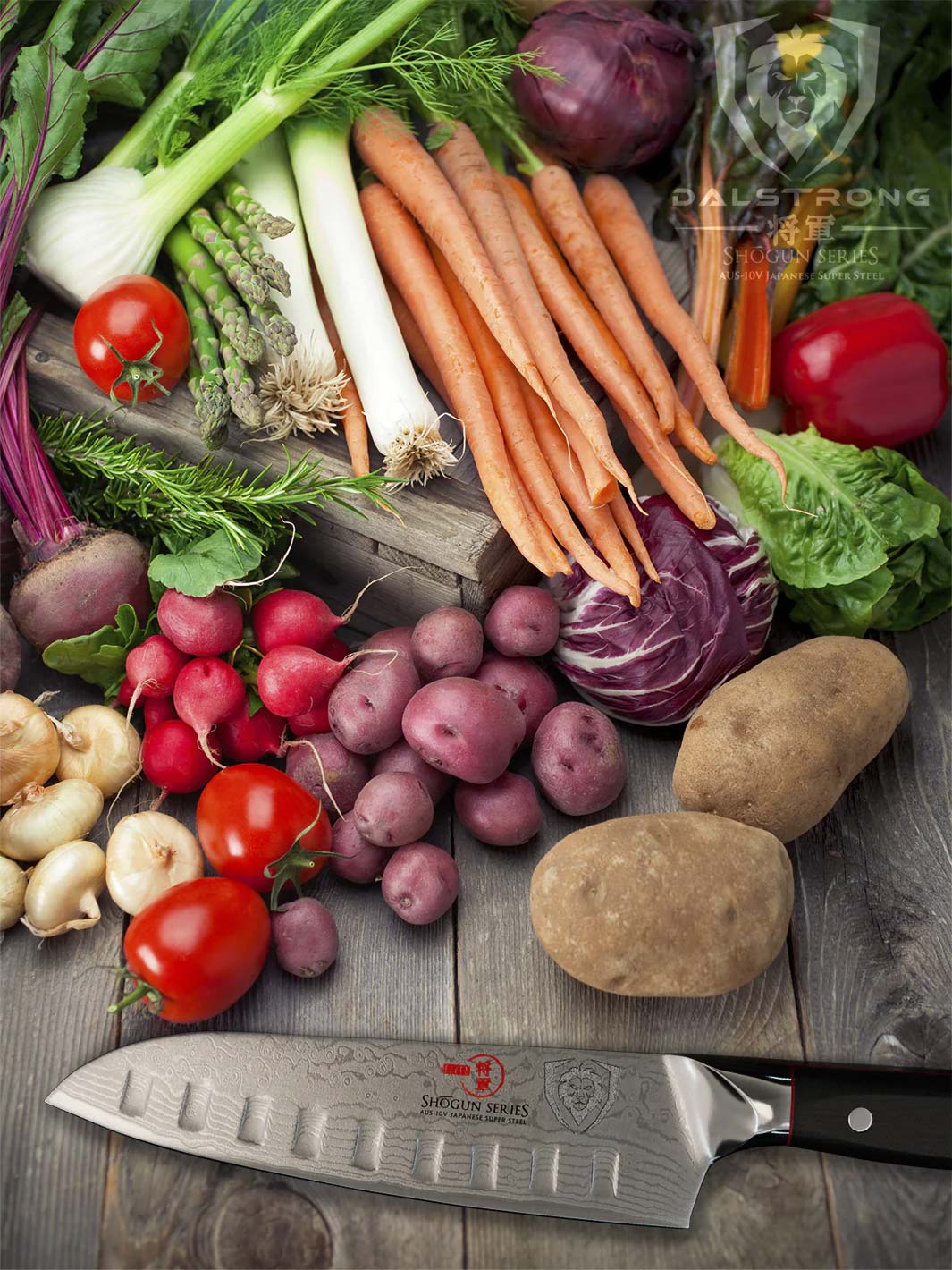 Premium Starter Kit | Shogun Series 8" Chef Knife + 7" Santoku Knife + 3.5" Paring Knife + Lionswood Teak Cutting Board