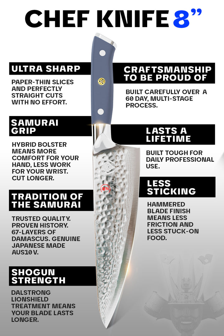 Chef's Knife 8" | Light Blue ABS Handle | Shogun Series X | Dalstrong ©