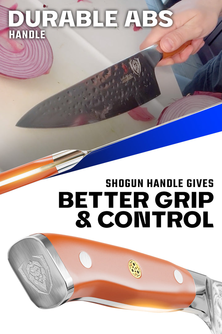 Chef Knife 8" | Orange ABS Handle | Shogun Series X | Dalstrong ©