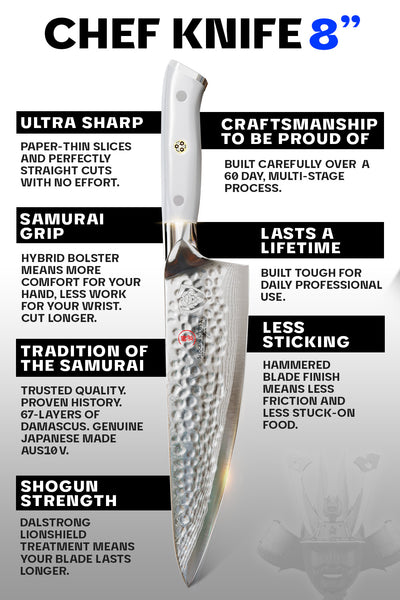 Chef's Knife 8" | Glacial White Handle | Shogun Series X | Dalstrong ©